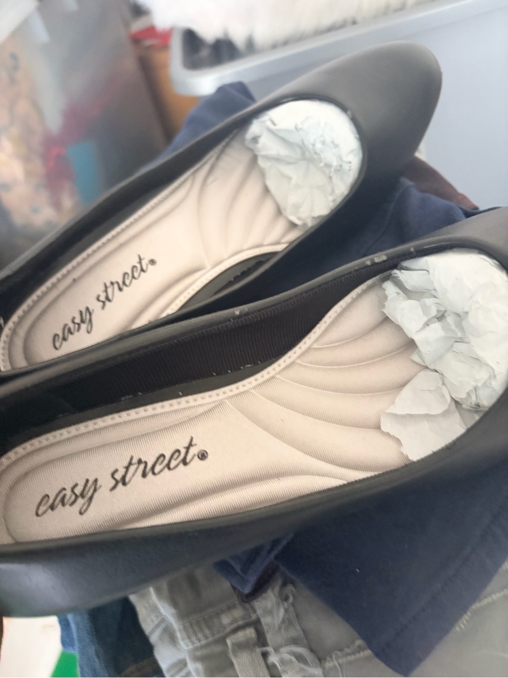 easy street Black Women's Slip-On Ballet Flats